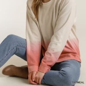 Mustard Seed French Terry Dip Dye Sweatshirt Sz S Women